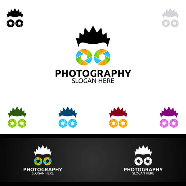 Abstract Geek Camera Fotografie Logo Icoon Vector Ontwerp Sjabloon — Stockvector