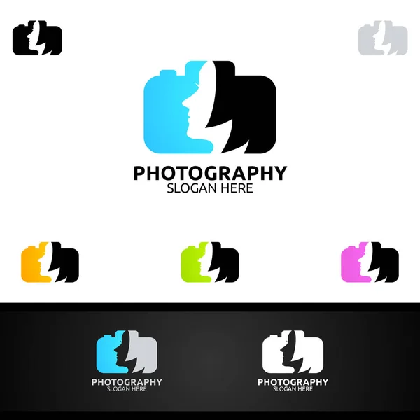 Abstract Fashion Camera Fotografie Logo Pictogram Vector Ontwerp Sjabloon — Stockvector