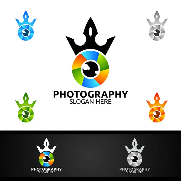 King Camera Photography Logo — стоковий вектор