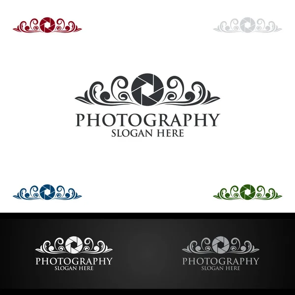 Logotipo de fotografía de cámara abstracta — Vector de stock