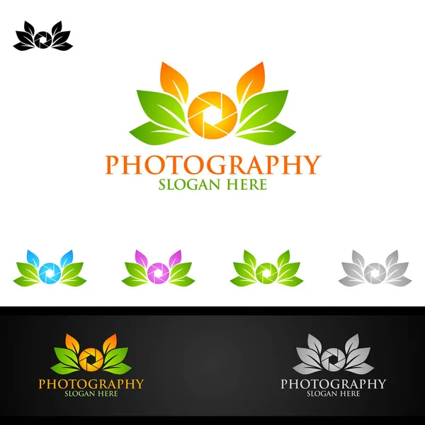 Naturkamera Fotografering Logotyp — Stock vektor