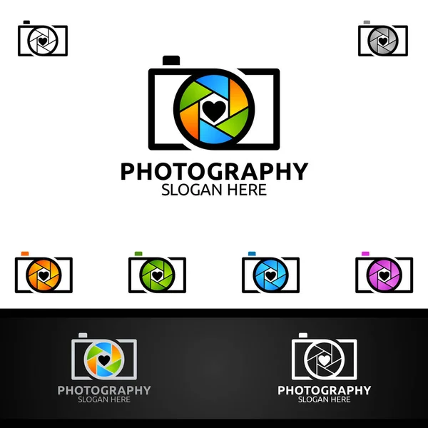 Abstrakcyjne logo fotograficzne kamery — Wektor stockowy