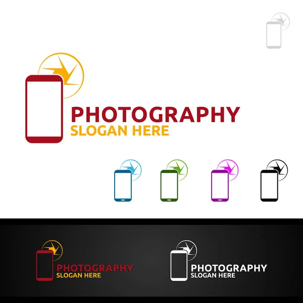 Logo voor mobiele camera fotografie — Stockvector