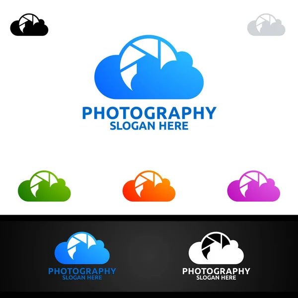 クラウドカメラの写真ロゴ — ストックベクタ