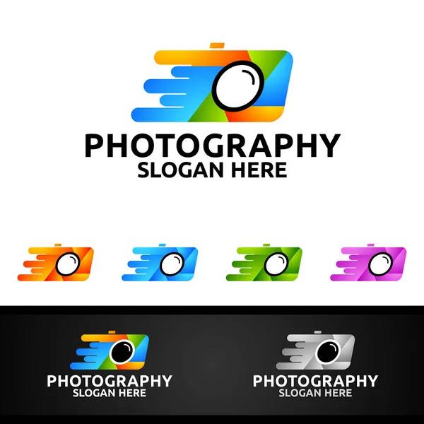 Logo de fotografía de cámara de velocidad — Archivo Imágenes Vectoriales