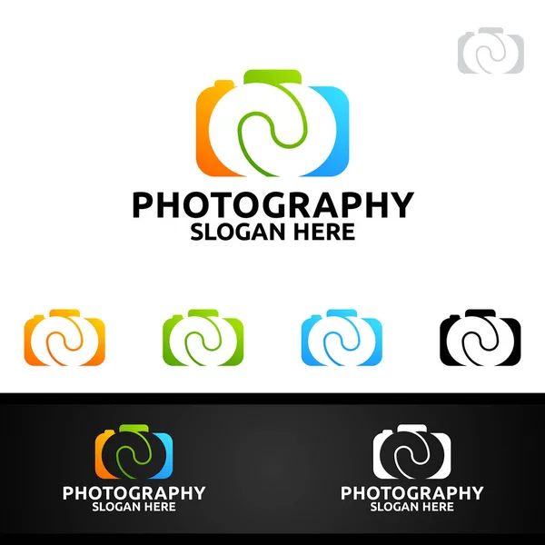 Logo de fotografía de cámara infinita — Archivo Imágenes Vectoriales