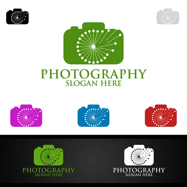 Natuurcamera Fotografie Logo — Stockvector