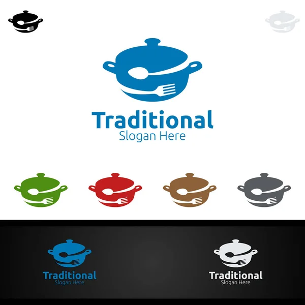 Традиційний логотип їжі для ресторану або кафе — стоковий вектор