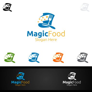 Restoran veya Kafe için Sihirli Yemek Logosu