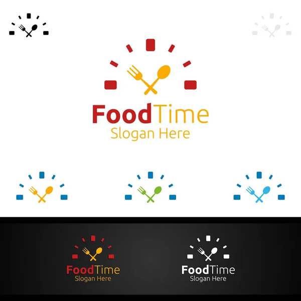 Mat tid logotyp för restaurang eller café — Stock vektor