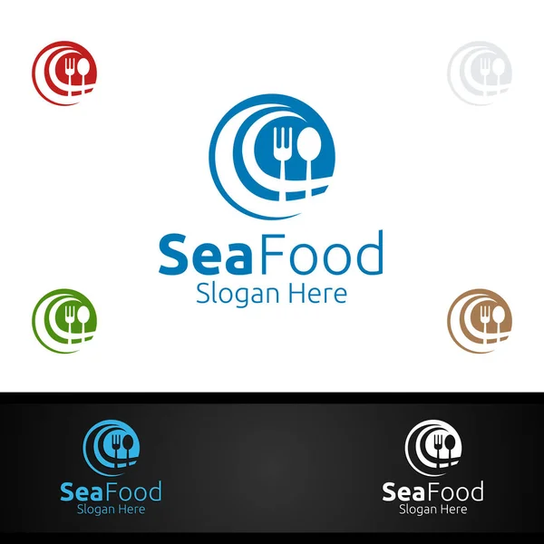 Sea Food Logo för restaurang eller café — Stock vektor