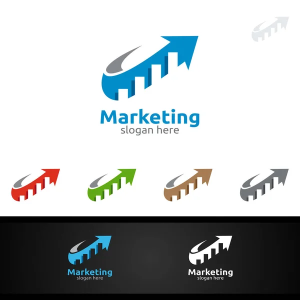 Marketing Asesor financiero Vector Logo Diseño Plantilla Icono — Vector de stock