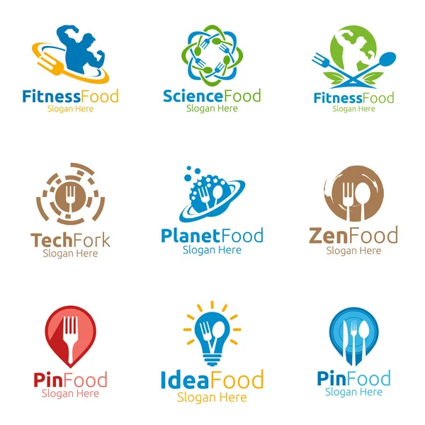 Logo de Alimentos Saludables para Fitness, Restaurante o Café — Vector de stock