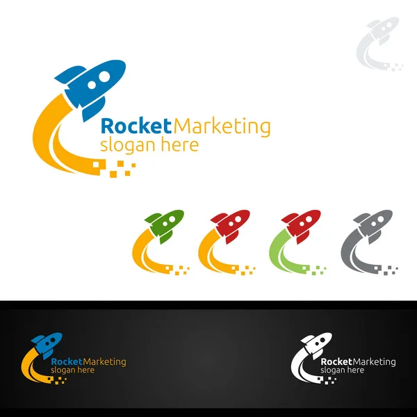 Raketmarketing Financieel Adviseur Logo Design — Stockvector