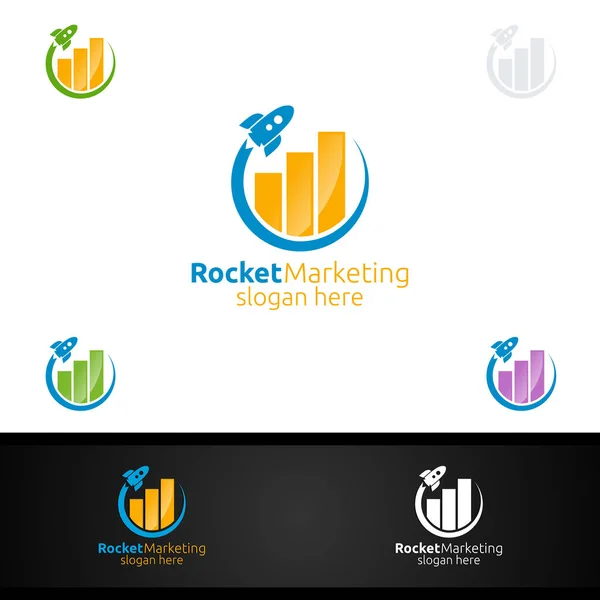 Conception de logo de conseiller financier en marketing de fusée — Image vectorielle