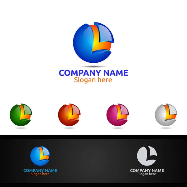 デジタルベクトルロゴ マーケティング アドバイザーまたはインベストデザインアイコンのL文字 — ストックベクタ