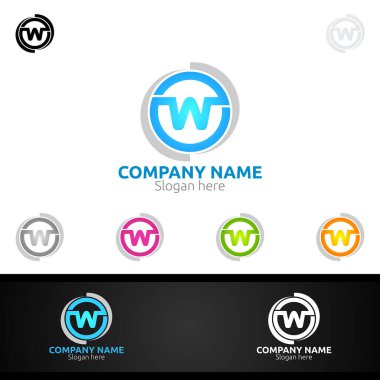Dijital Vektör Logosu, Pazarlama, Finansal, Danışman veya Yatırım Tasarımı Simgesi için W harfi