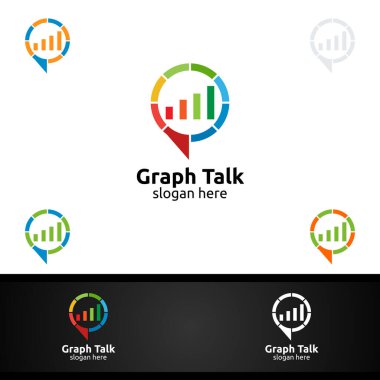 İş Danışmanlığı Konuşma İstatistikleri Logosu, Konuşma Kabarcığı ve Büyüme Grafik Vektörü Tasarımı