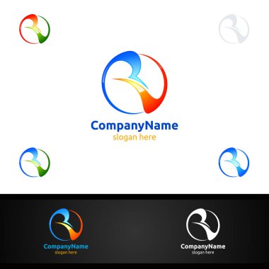 Harf V, R, Dijital Vektör Logosu, Pazarlama, Finansal, Danışman veya Yatırım Tasarım Simgesi