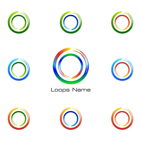 Abstrakcyjne Logo Pętli Geometryczne Koła Zestaw Ikona Biznesu Sieć Etykieta — Wektor stockowy
