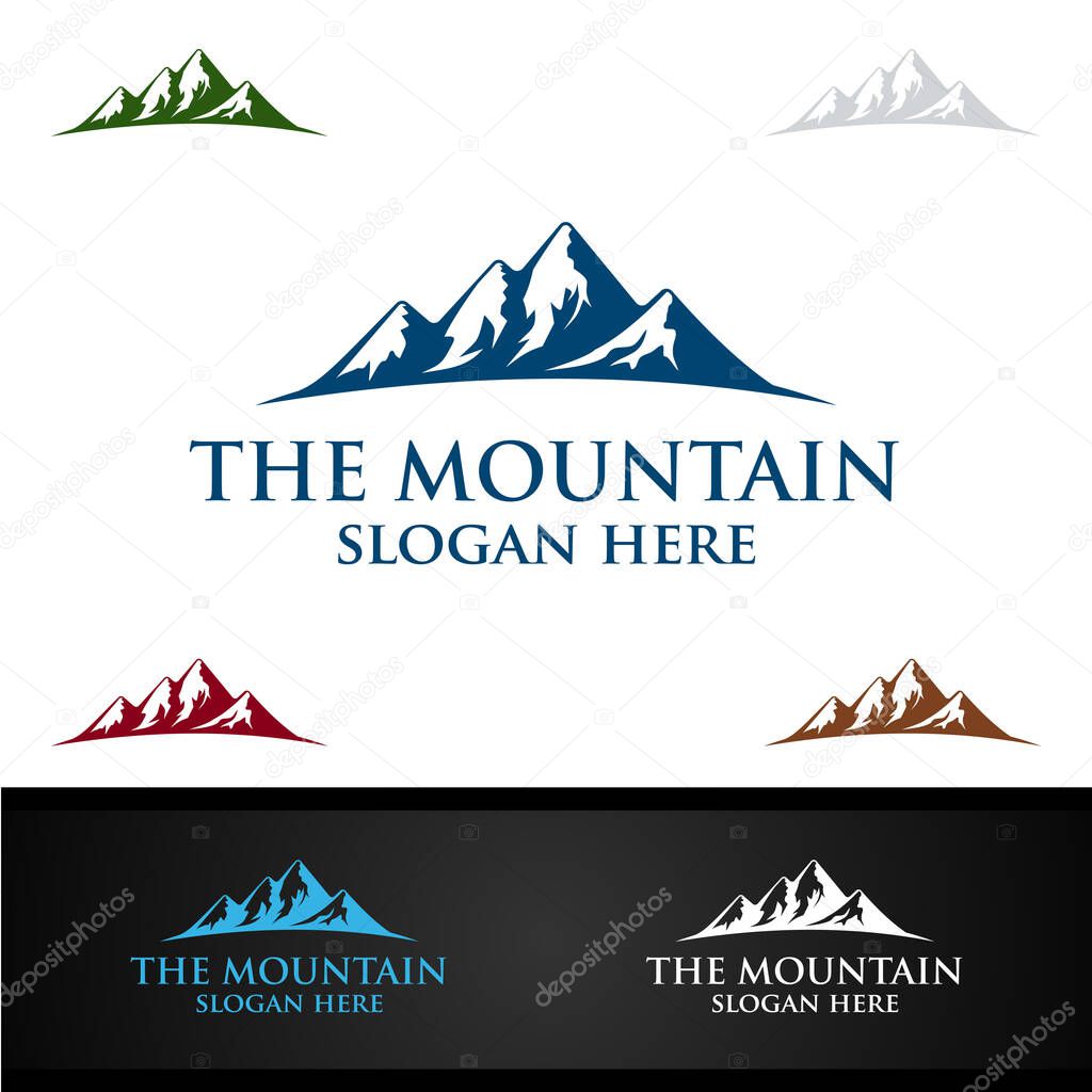 Mountain Vector Logo Design, Concept for Nature Sports, Expedition or Photography