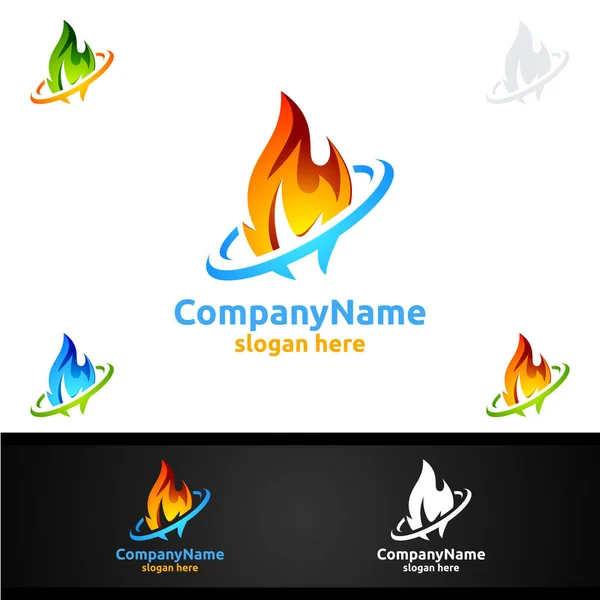 Fire Flame Element Vector Logo Design — Stock Vector