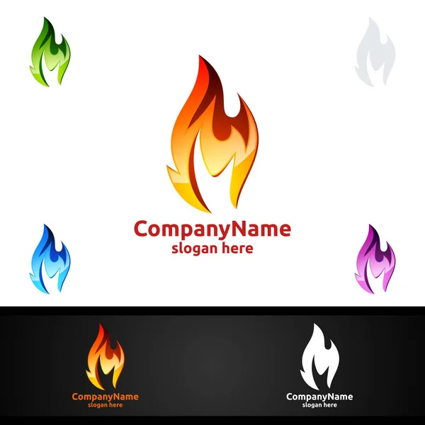 Conception Logo Vectoriel Élément Flamme Incendie — Image vectorielle