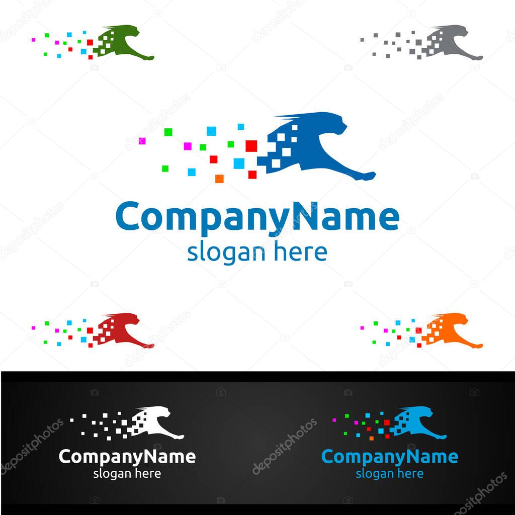 Speed Digital Marketing Logo with Cheetah or Tiger Design Concept