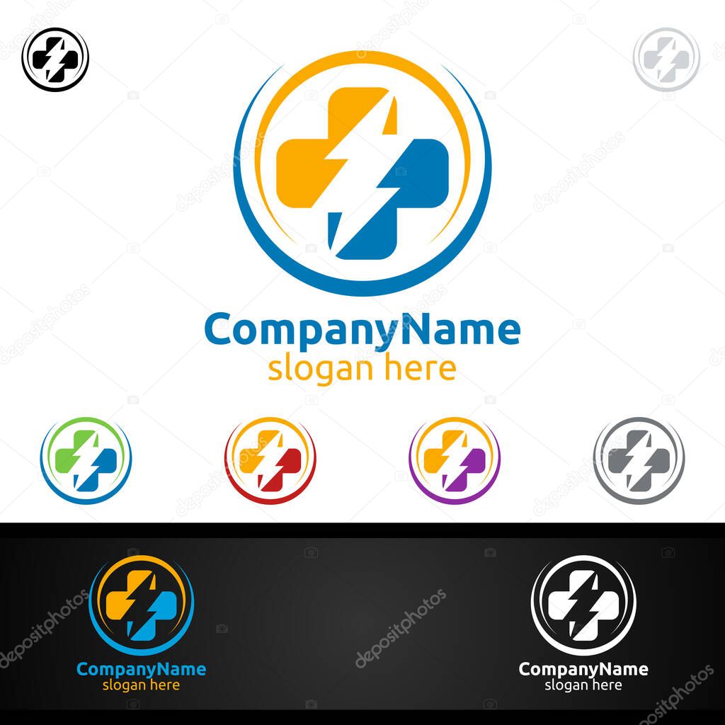 Fast Cross Medical Hospital Logo for Emergency Clinic Drug Store or Volunteers Concept