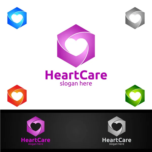 Logo Del Vero Amore Cuore Vettoriale Assistenza Sanitaria Medica Benessere — Vettoriale Stock