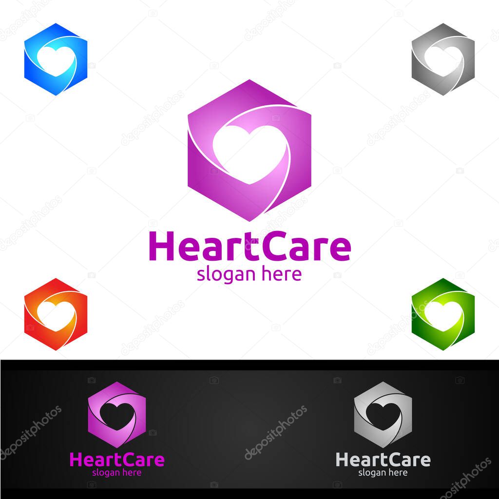 True Love or Heart Vector Logo Design for Health Care, Medical, Wellness, or Cardiology