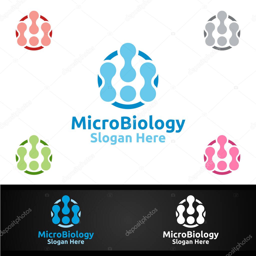 Micro Science and Research Lab Logo for Microbiology, Biotechnology, Chemistry, or Education Design Concept