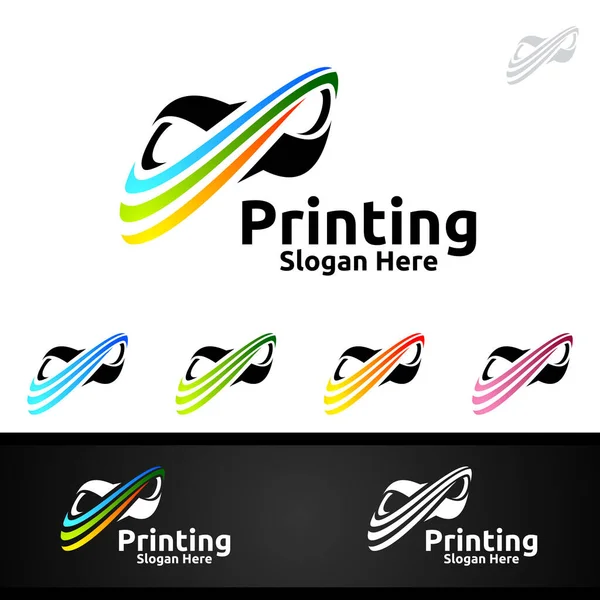Infinity Printing Company Vector Logo Σχεδιασμός Για Media Λιανική Διαφήμιση — Διανυσματικό Αρχείο