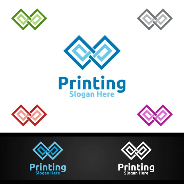 Infinity Printing Company Vector Logo Σχεδιασμός Για Media Λιανική Διαφήμιση — Διανυσματικό Αρχείο