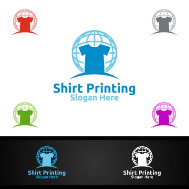 Global T-shirt Baskı Şirketi Vector Logo Tasarımı Çamaşırhane, T-shirt dükkanı, Perakende, Reklamcılık veya Kıyafet Topluluğu Konsepti