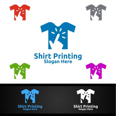 Çamaşırhane, T-shirt dükkanı, Perakende, Reklamcılık veya Kıyafet Toplumu Konsepti için Tişört Basım Şirketi Vector Logo Tasarımı