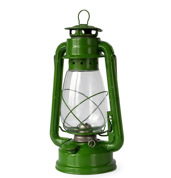 Green vintage kerosene lantern — Stock Photo, Image