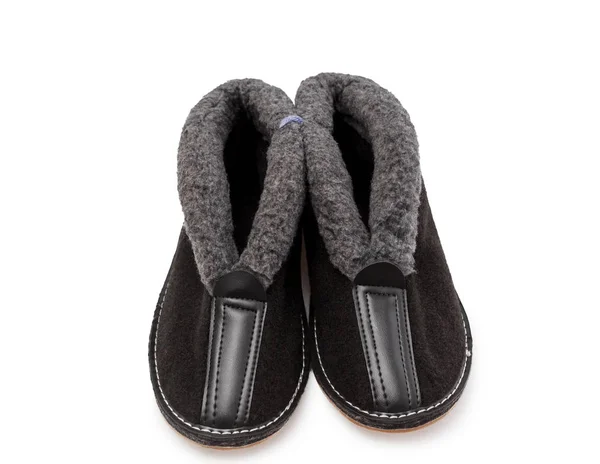 Slippers made of felt and fur — Stock Photo, Image