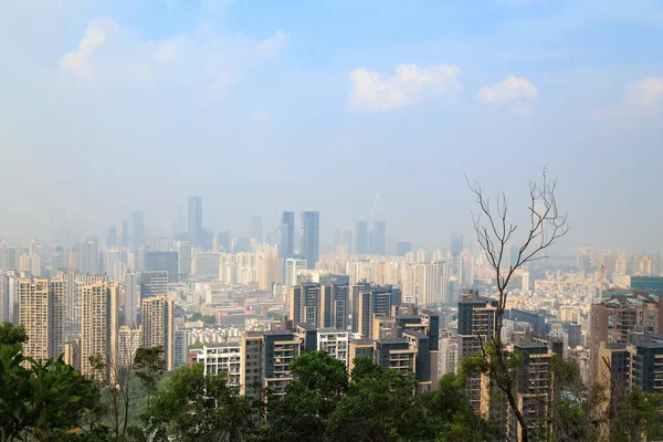 Vista Cidade Shenzhen Montanha China Ásia — Fotografia de Stock