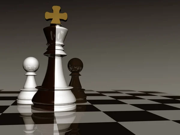 Šachová Figurka Pruhovaným Nebo Černobílým Zbarvením Šachovnici Koncept Zrady Politiků — Stock fotografie