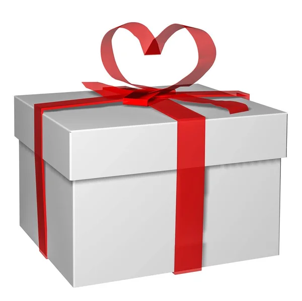 Gift Box Valentine Day Love Day February White Background Rendering — 图库照片