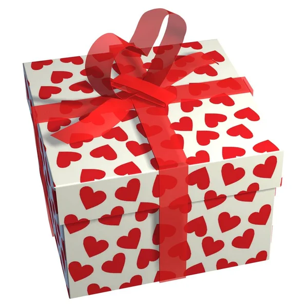 Coffret Cadeau Pour Saint Valentin Fête Amour Février Fond Blanc — Photo