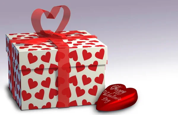 Caja Regalo Para Día San Valentín Día Del Amor Febrero — Foto de Stock