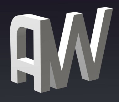 A, B, C, D, E, F, G, H, I, J, K, L, M, N, O, P, Q, R, S, T, U, V, W, X, Y, Z harflerinin yazı tipi. 3d oluşturma.