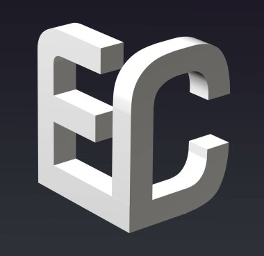 A, B, C, D, E, F, G, H, I, J, K, L, M, N, O, P, Q, R, S, T, U, V, W, X, Y, Z harflerinin yazı tipi. 3d oluşturma.