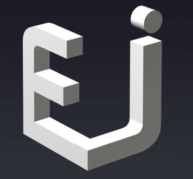 A, B, C, D, E, F, G, H, I, J, K, L, M, N, O, P, Q, R, S, T, U, V, W, X, Y, Z harflerinin yazı tipi. 3d oluşturma.