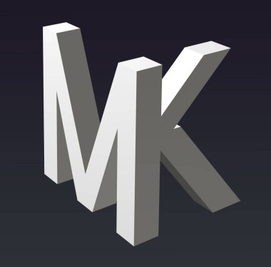 A, B, C, D, E, F, G, H, I, J, K, L, M, N, O, P, Q, R, S, T, U, V, W, X, Y, Z harflerinin yazı tipi. 3d oluşturma.