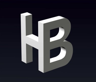 Font stylization of the letters H and Z, Y, B, X, W, V, T, S, R, N, P, M, L, K, F, E, D, A, B, font composition of the logo. 3D rendering.