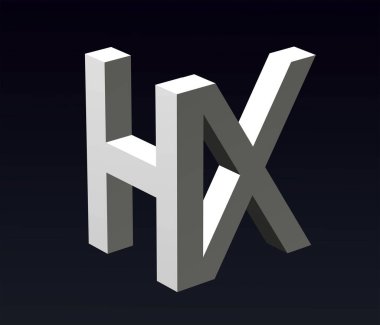 Font stylization of the letters H and Z, Y, B, X, W, V, T, S, R, N, P, M, L, K, F, E, D, A, B, font composition of the logo. 3D rendering.