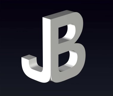 Font stylization of the letters J and Z, R, D, L, G, E, C, B, font composition of the logo. 3D rendering.